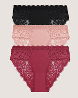 3-Pack: Romantic Low-Rise Lace Briefs - Voldina