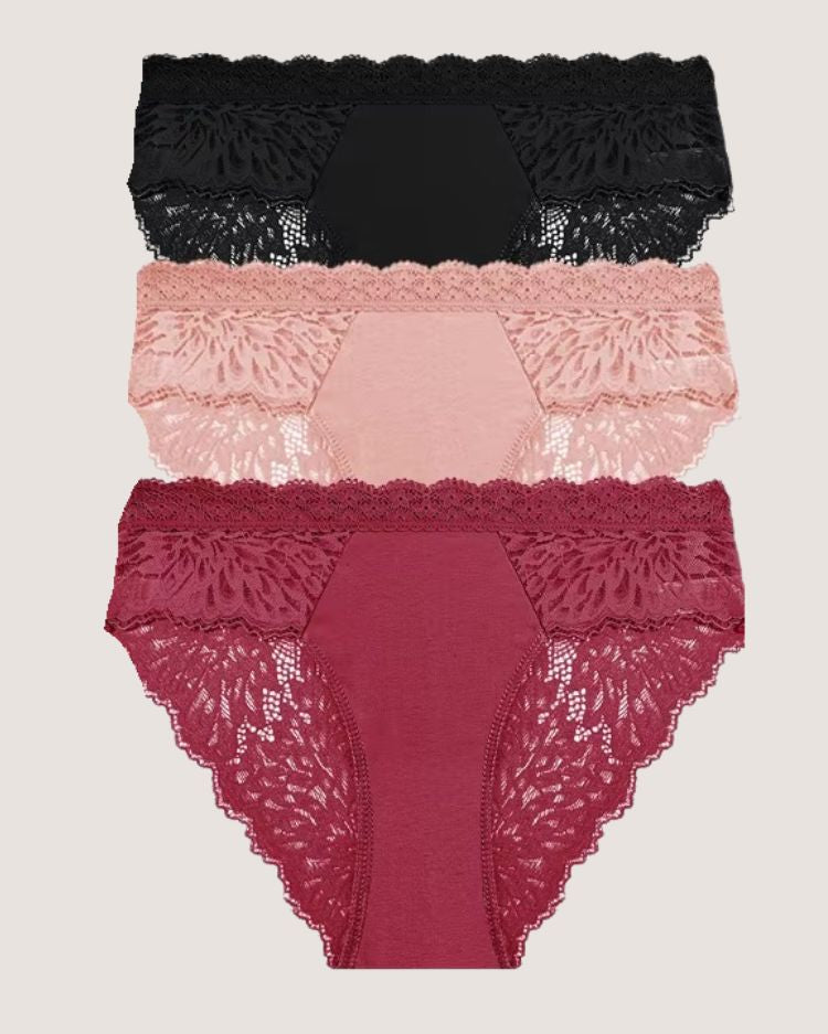 3-Pack: Romantic Low-Rise Lace Briefs - Voldina