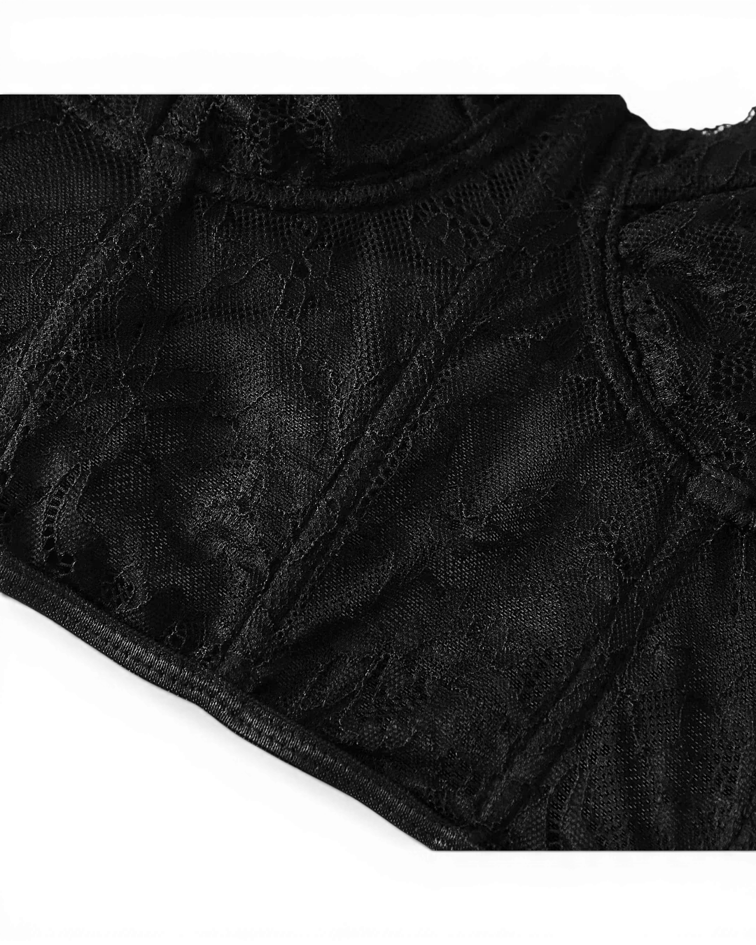 Black Sheer Mesh Corset Top - Voldina