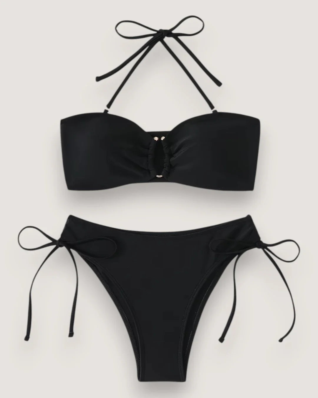 High-Waist Bandeau Bikini Set - Voldina