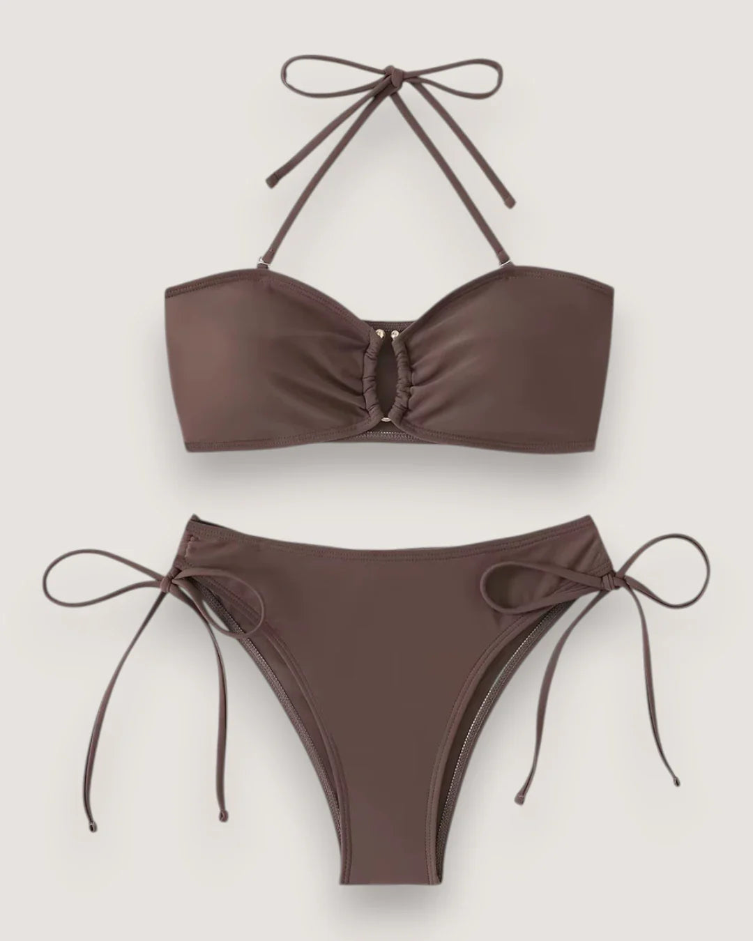 High-Waist Bandeau Bikini Set - Voldina