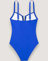 Pleated V-Neck High-Cut Swimsuit - Voldina