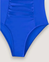 Pleated V-Neck High-Cut Swimsuit - Voldina