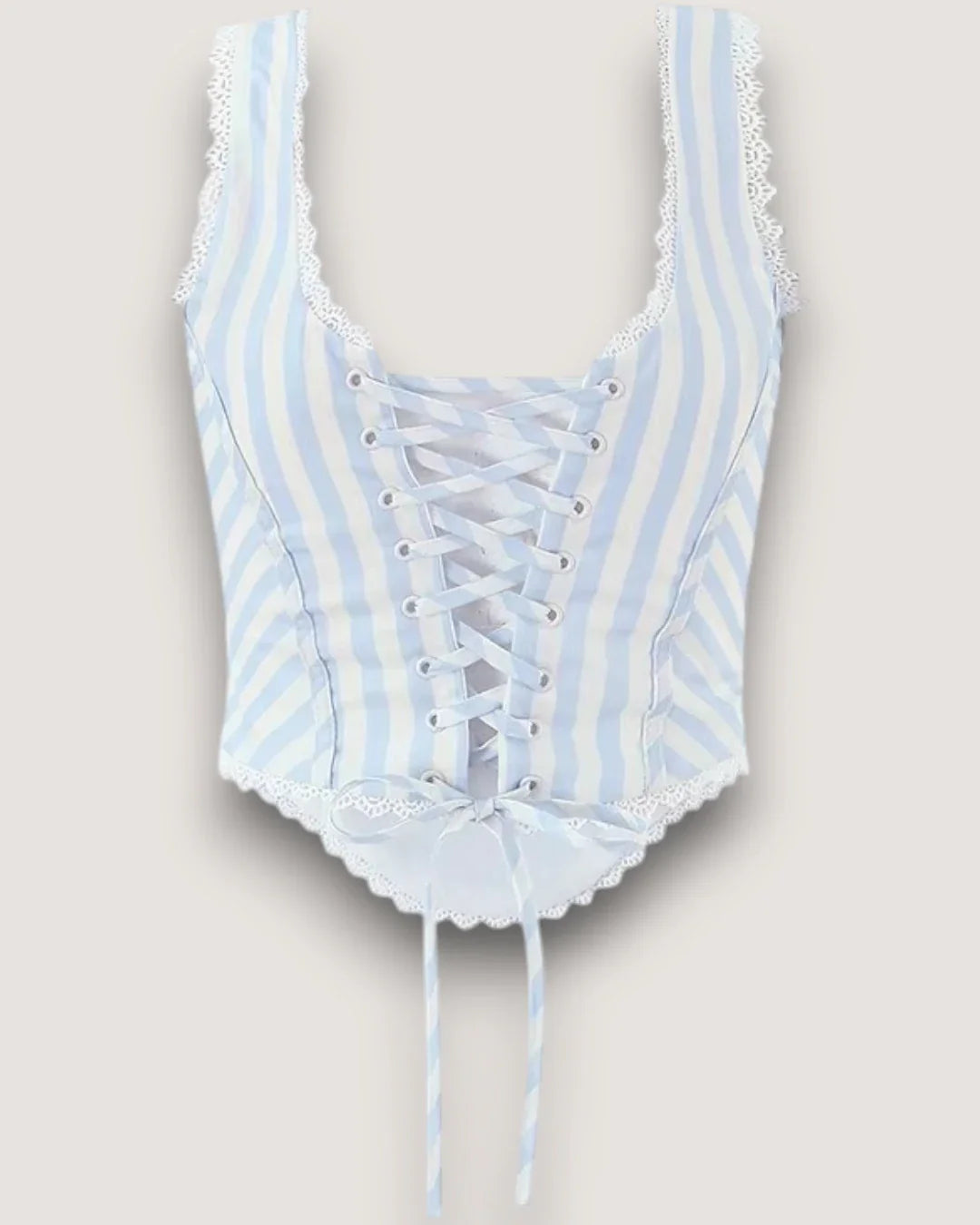 Striped Corset Crop Top - Voldina