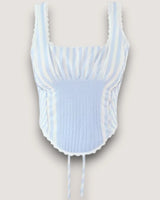 Striped Corset Crop Top - Voldina