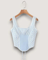 Striped Corset Crop Top - Voldina
