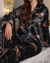 Midnight Leopard Satin Pyjama Set - Voldina