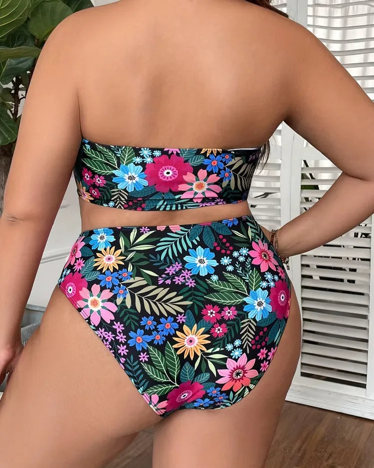 Bandeau High-Waist Bikini Set - Voldina