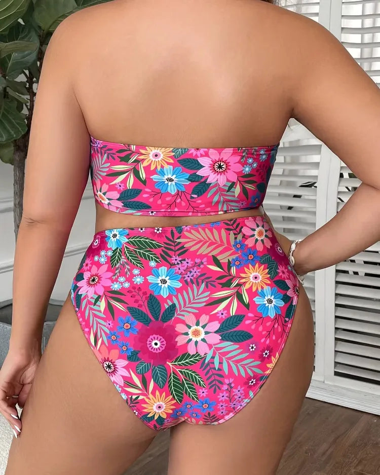 Bandeau High-Waist Bikini Set - Voldina