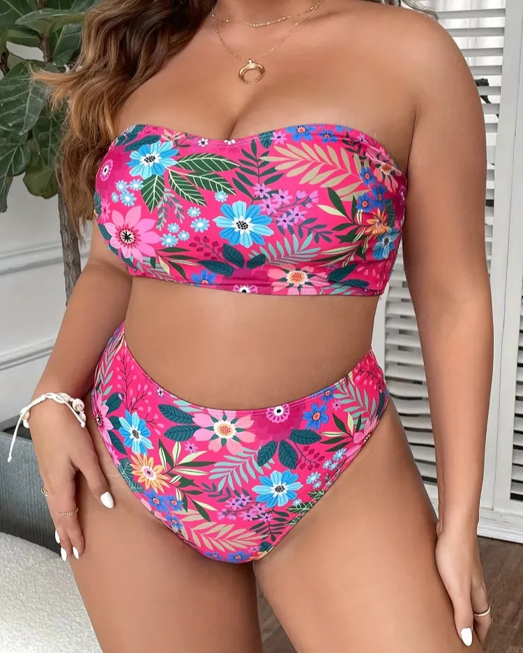 Bandeau High-Waist Bikini Set - Voldina