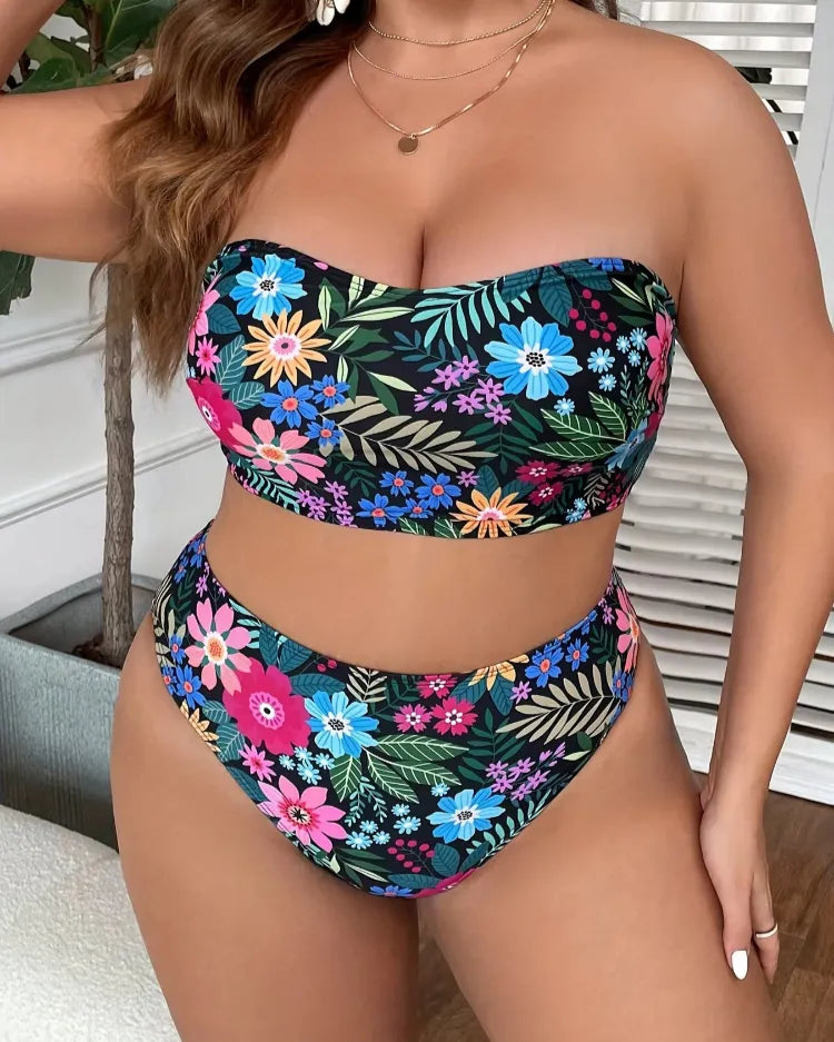 Bandeau High-Waist Bikini Set - Voldina