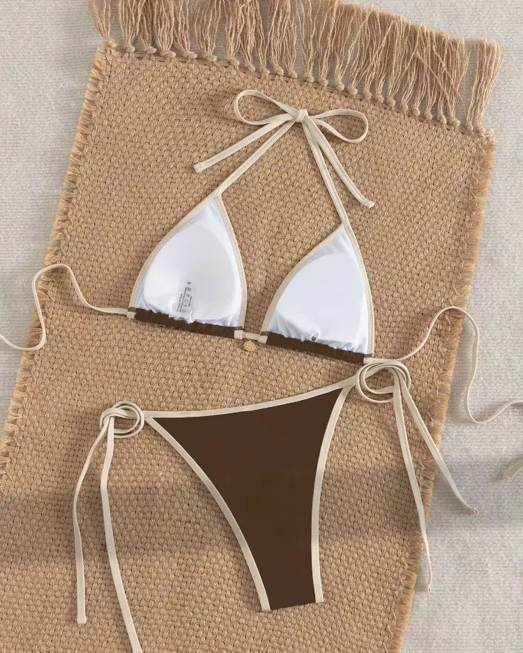 Cross-Back Tie-Side Bikini Set - Voldina