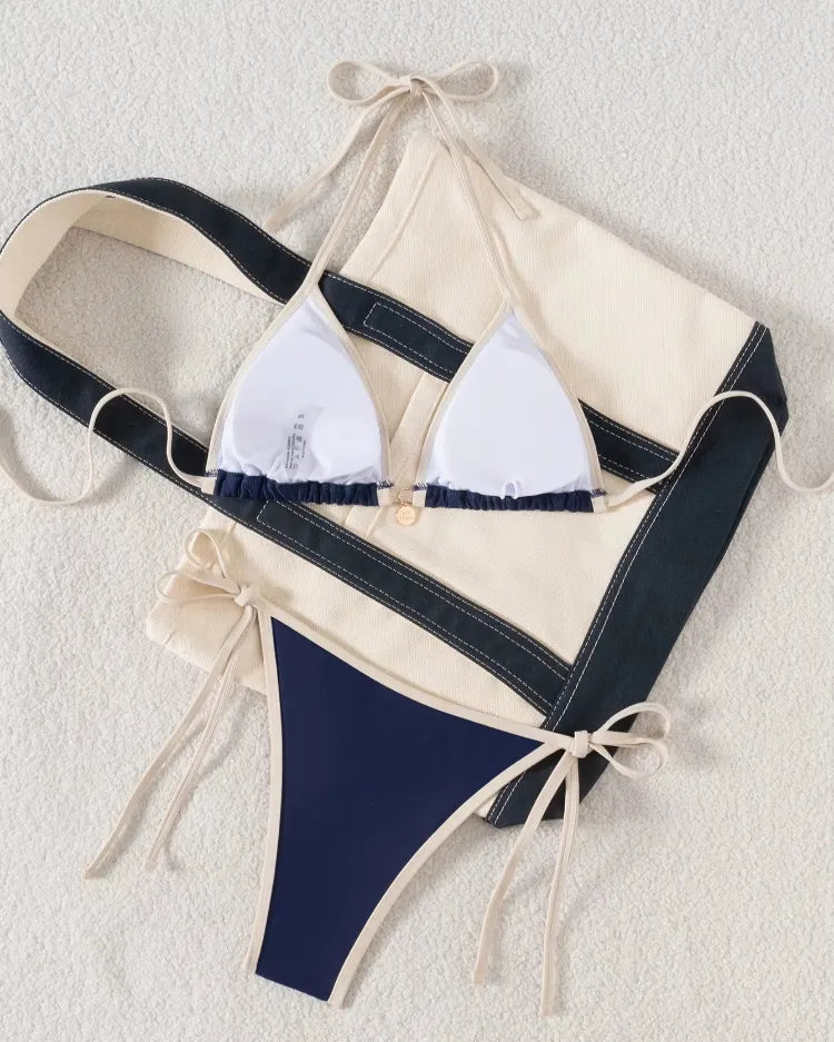 Cross-Back Tie-Side Bikini Set - Voldina