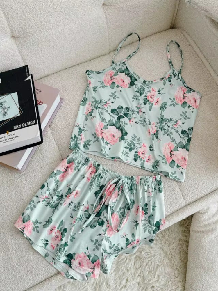 Printed Pyjama Shorts Set - Voldina