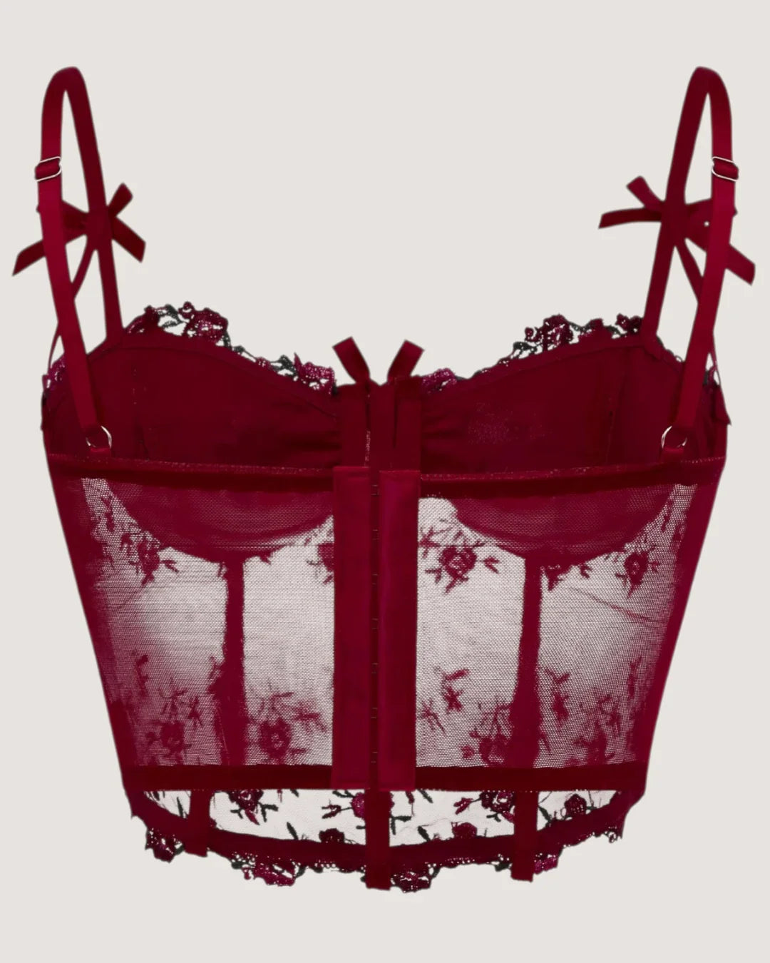 Embroidered Mesh Corset Top - Voldina