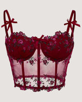 Embroidered Mesh Corset Top - Voldina