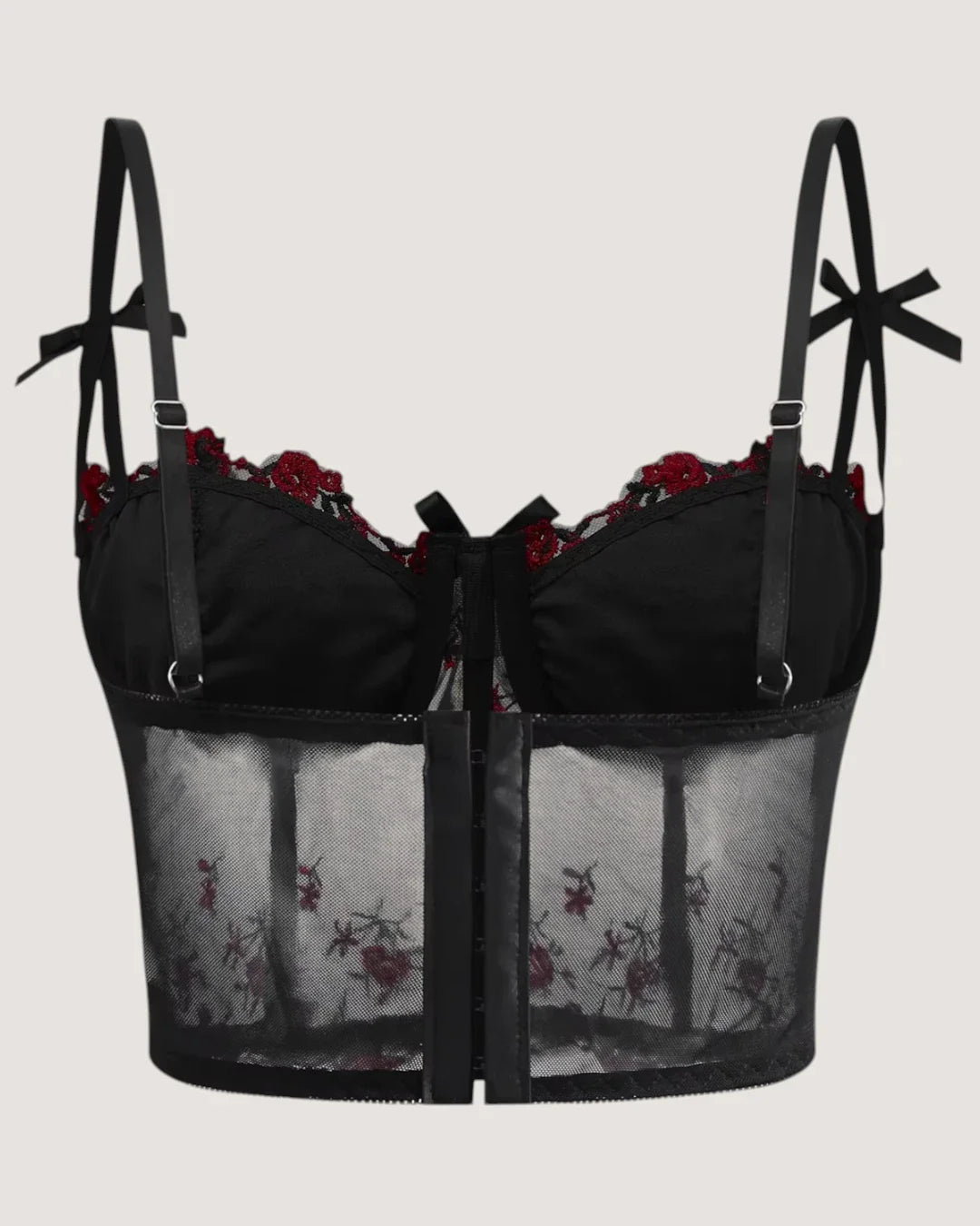 Embroidered Mesh Corset Top - Voldina