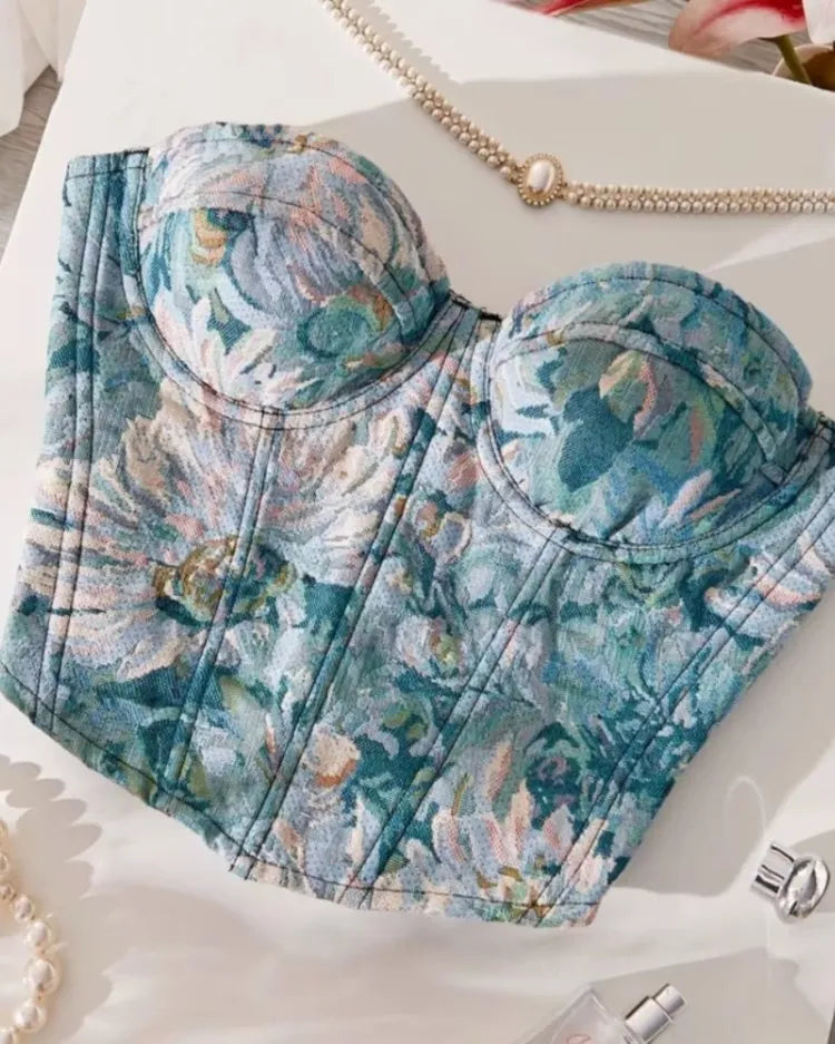 Floral Jacquard Corset - Voldina