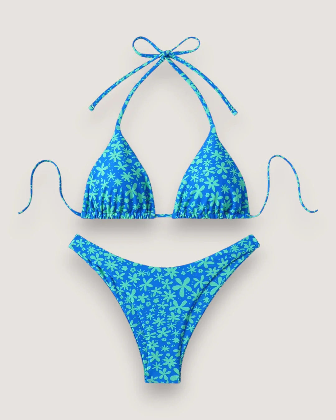 Floral Lace-Up Bikini Set - Voldina