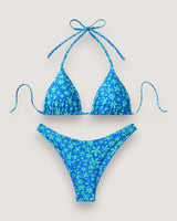 Floral Lace-Up Bikini Set - Voldina