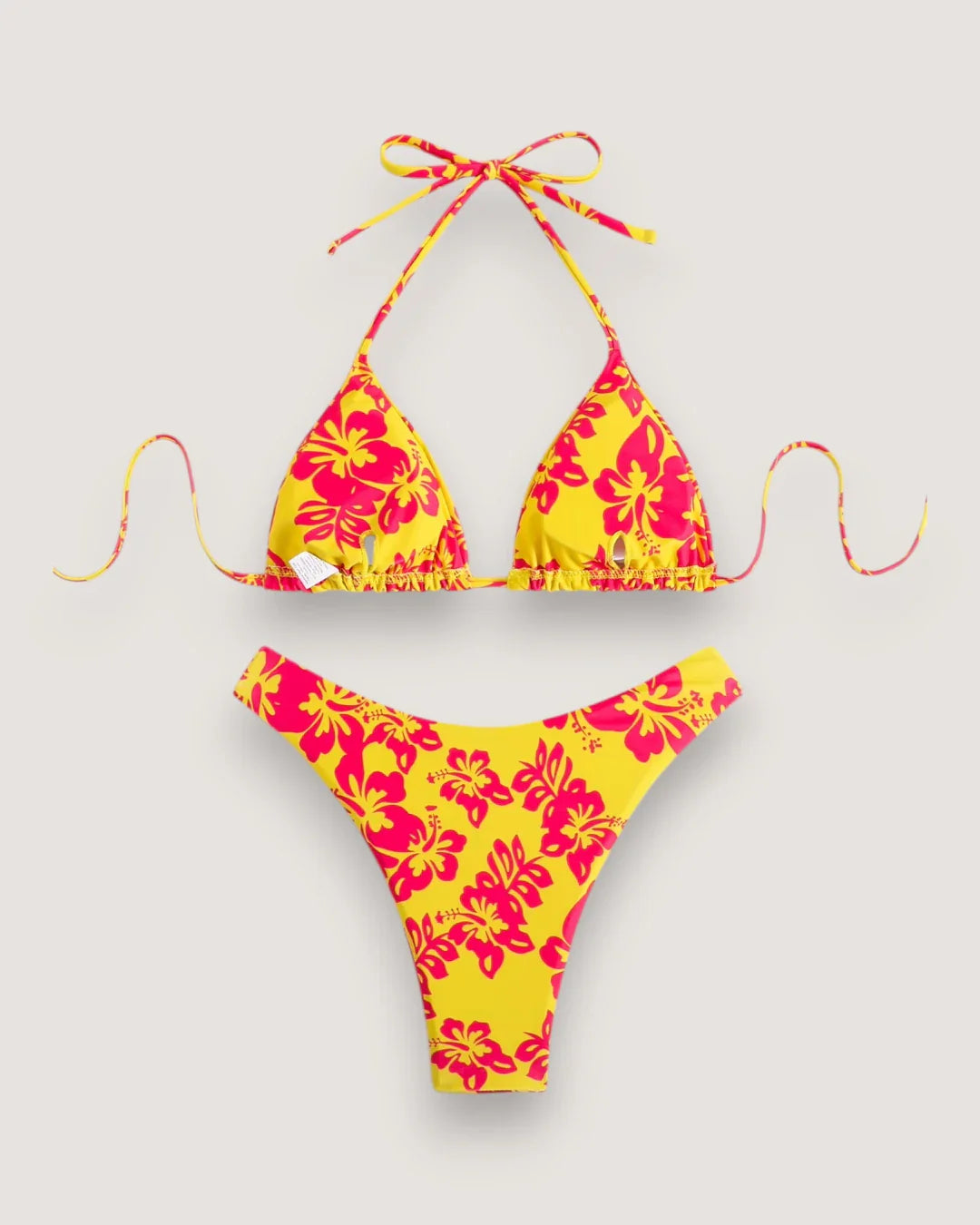 Floral Lace-Up Bikini Set - Voldina