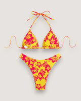 Floral Lace-Up Bikini Set - Voldina