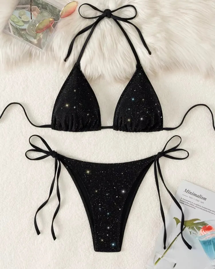 Halter Strappy Bikini Set - Voldina