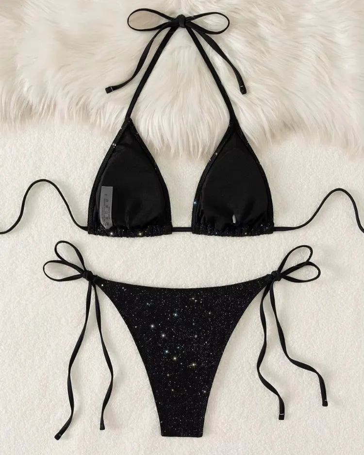 Halter Strappy Bikini Set - Voldina