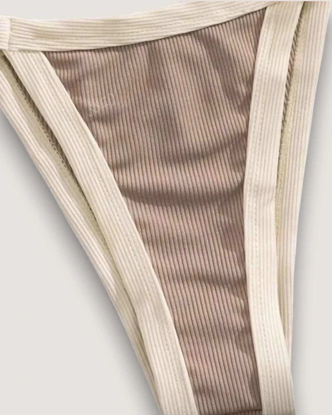 High-Cut Ribbed Ring Bikini Set - Voldina