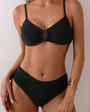 Regular-Waisted Padded Bikini Set - Voldina