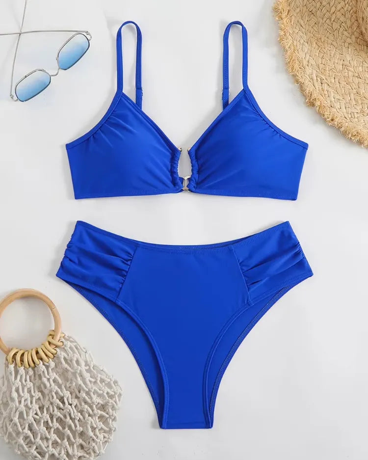 Regular-Waisted Padded Bikini Set - Voldina