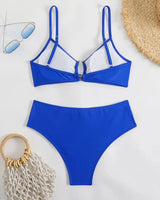 Regular-Waisted Padded Bikini Set - Voldina