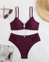 Regular-Waisted Padded Bikini Set - Voldina