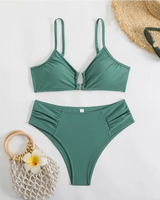 Regular-Waisted Padded Bikini Set - Voldina