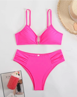 Regular-Waisted Padded Bikini Set - Voldina