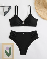 Regular-Waisted Padded Bikini Set - Voldina
