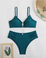Regular-Waisted Padded Bikini Set - Voldina