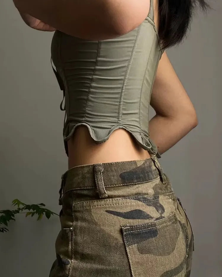 Lace-Up Corset Top - Voldina