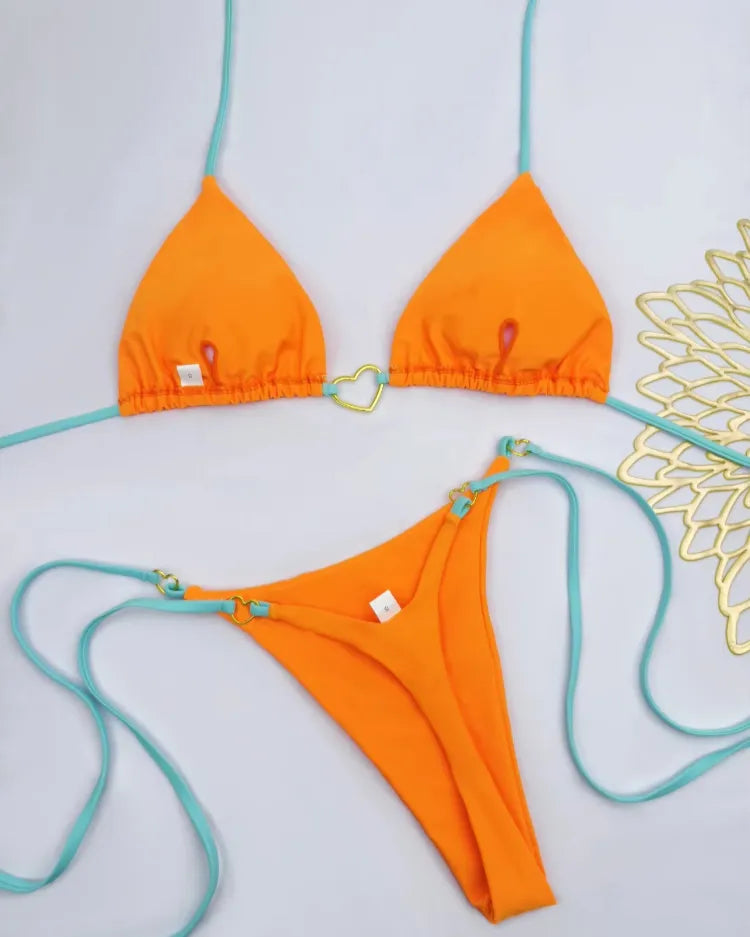Low-Waist Lace-Up Bikini Set - Voldina
