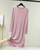 Modal Cotton Long-Sleeve Nightdress - Voldina