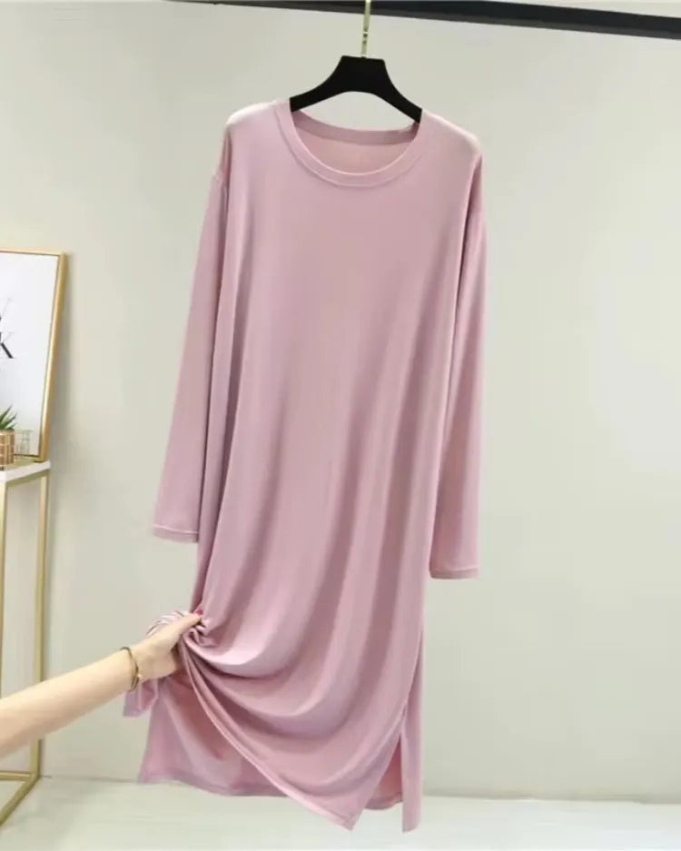 Modal Cotton Long-Sleeve Nightdress - Voldina