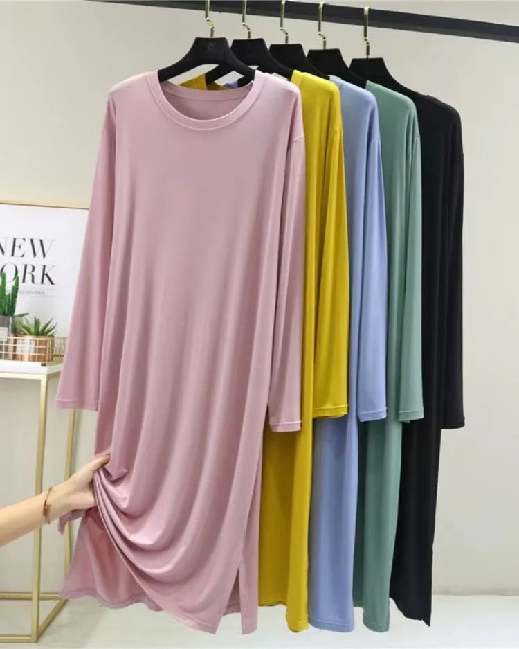 Modal Cotton Long-Sleeve Nightdress - Voldina