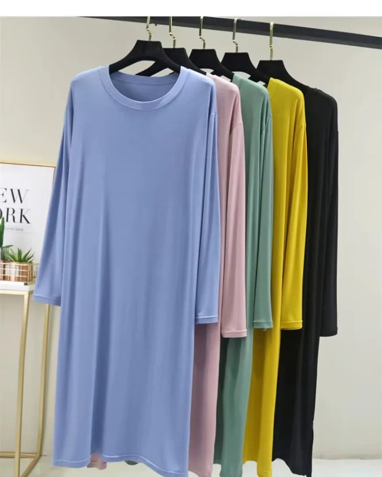 Modal Cotton Long-Sleeve Nightdress - Voldina