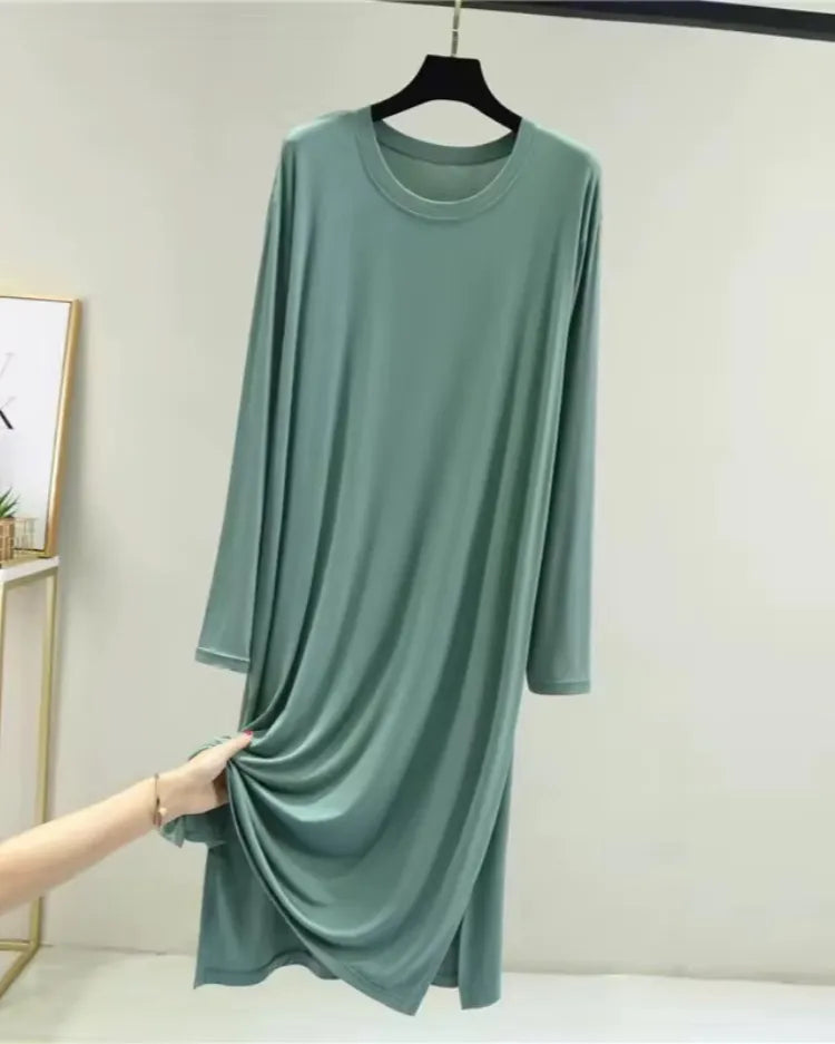 Modal Cotton Long-Sleeve Nightdress - Voldina