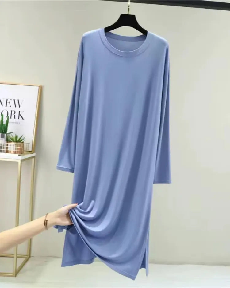 Modal Cotton Long-Sleeve Nightdress - Voldina