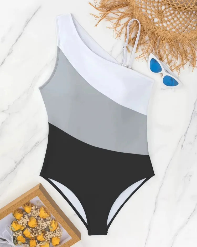 One-Shoulder Cutout Swimsuit - Voldina