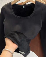 Plush Fleece Square Neck Top - Voldina
