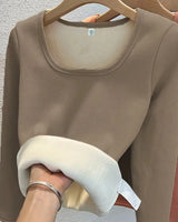 Plush Fleece Square Neck Top - Voldina