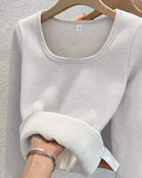 Plush Fleece Square Neck Top - Voldina
