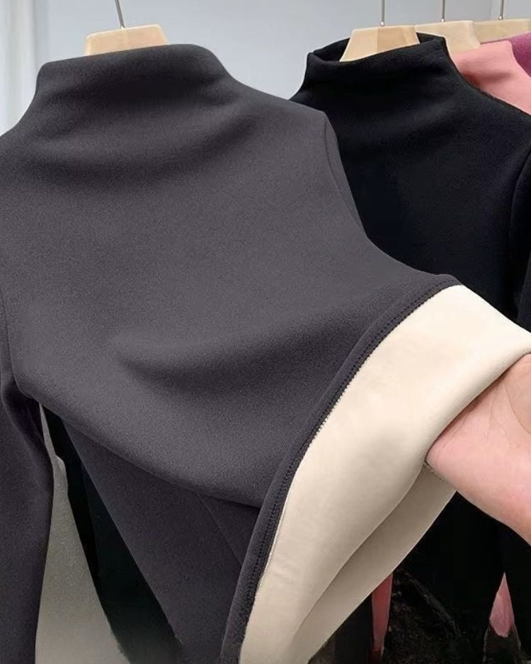 Plush Mock Neck Thermal Top - Voldina